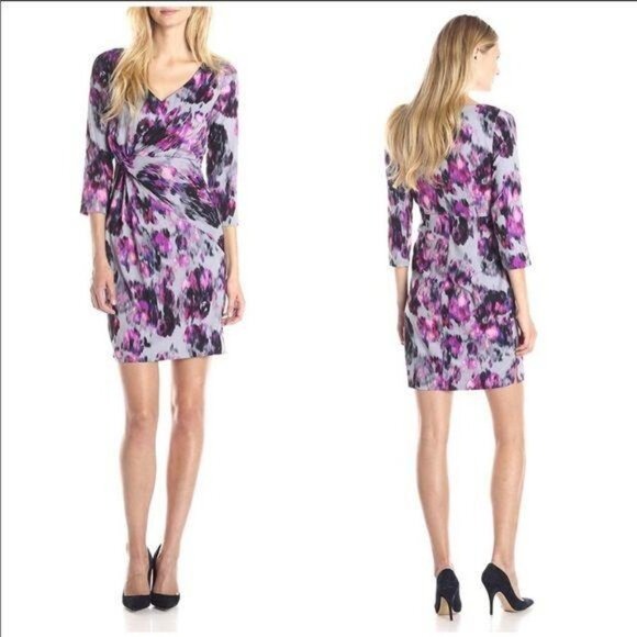 NYDJ Sylvia Printed Berry Tweed Dress, 10P NWT - Picture 2 of 7